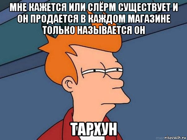 мне кажется или слёрм существует и он продается в каждом магазине только называется он тархун, Мем  Фрай (мне кажется или)