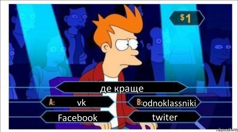 де краще vk оdnoklassniki Facebook twiter, Комикс  фрай кто хочет стать миллионером