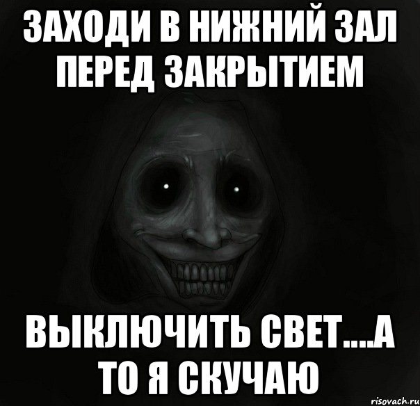 заходи в нижний зал перед закрытием выключить свет....а то я скучаю, Мем Ночной гость