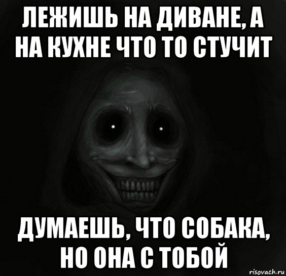 лежишь на диване, а на кухне что то стучит думаешь, что собака, но она с тобой, Мем Ночной гость