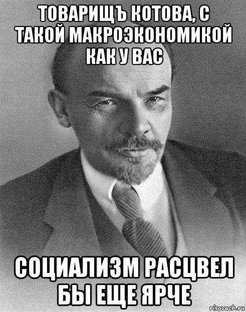 товарищъ котова, с такой макроэкономикой как у вас социализм расцвел бы еще ярче, Мем хитрый ленин