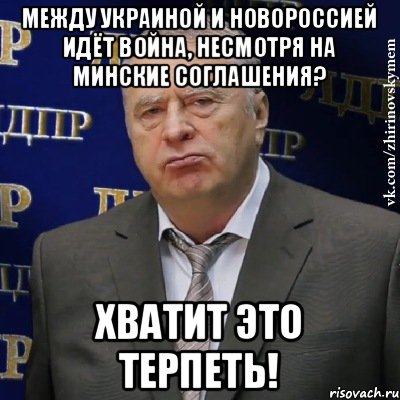 Между Украиной и Новороссией идëт война, несмотря на Минские соглашения? Хватит это терпеть!, Мем Хватит это терпеть (Жириновский)