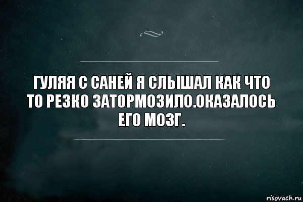 Гуляя с Саней я слышал как что то резко затормозило.Оказалось его мозг., Комикс Игра Слов