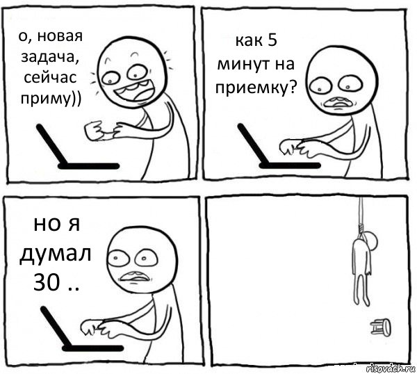 о, новая задача, сейчас приму)) как 5 минут на приемку? но я думал 30 .. , Комикс интернет убивает