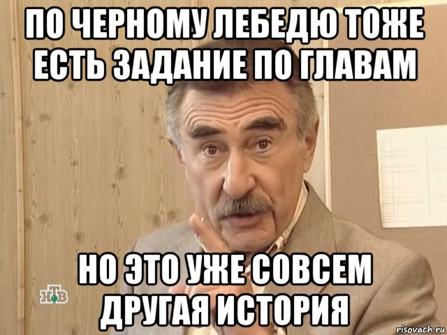 по черному лебедю тоже есть задание по главам но это уже совсем другая история, Мем Каневский (Но это уже совсем другая история)