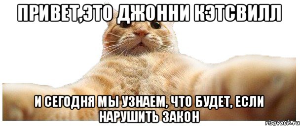 ПРИВЕТ,ЭТО ДЖОННИ КЭТСВИЛЛ И СЕГОДНЯ МЫ УЗНАЕМ, ЧТО БУДЕТ, ЕСЛИ НАРУШИТЬ ЗАКОН, Мем   Кэтсвилл