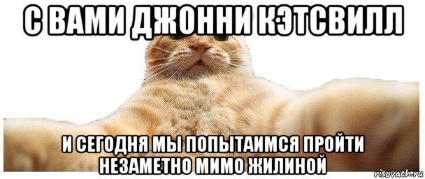 с вами джонни кэтсвилл и сегодня мы попытаимся пройти незаметно мимо жилиной, Мем   Кэтсвилл