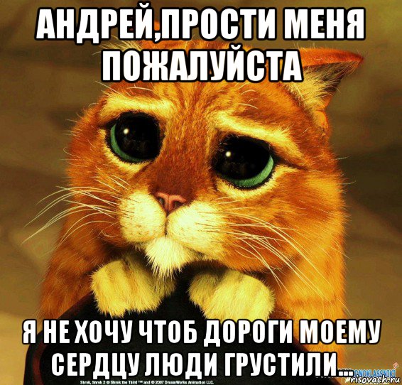 андрей,прости меня пожалуйста я не хочу чтоб дороги моему сердцу люди грустили...