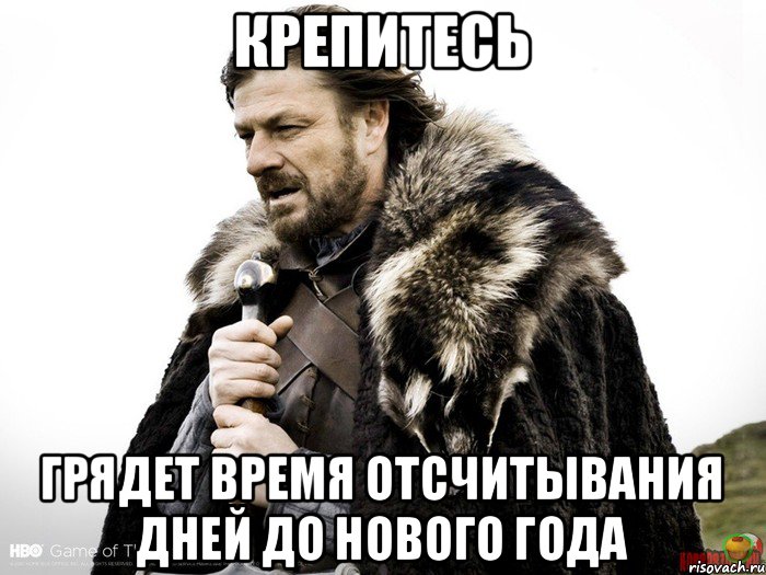 крепитесь грядет время отсчитывания дней до нового года, Мем Зима близко крепитесь (Нед Старк)