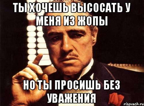 Ты хочешь высосать у меня из жопы Но ты просишь без уважения, Мем крестный отец