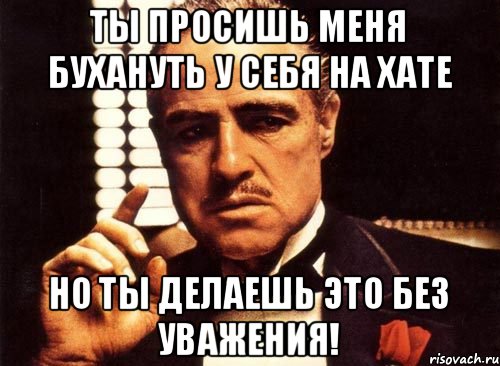 Ты просишь меня бухануть у себя на хате Но ты делаешь это без уважения!, Мем крестный отец