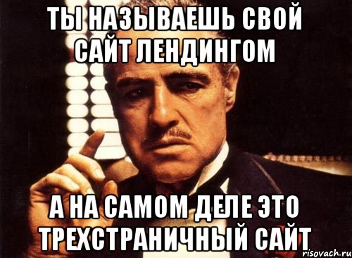 ты называешь свой сайт лендингом а на самом деле это трехстраничный сайт, Мем крестный отец