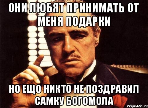 они любят принимать от меня подарки но ещо никто не поздравил самку богомола, Мем крестный отец