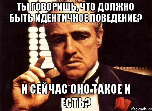 ты говоришь, что должно быть идентичное поведение? и сейчас оно такое и есть?, Мем крестный отец