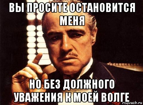 вы просите остановится меня но без должного уважения к моей волге, Мем крестный отец