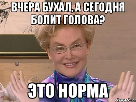 Вчера бухал, а сегодня болит голова? Это норма, Мем Елена Малышева