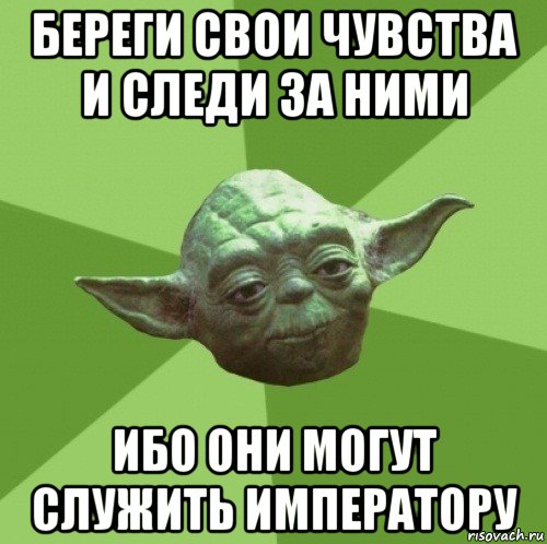 береги свои чувства и следи за ними ибо они могут служить императору, Мем Мастер Йода