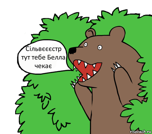 Сільвєєєстр тут тебе Белла чекає, Комикс медведь из кустов