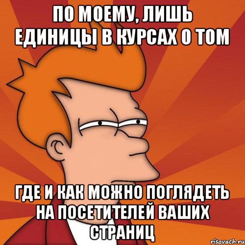 По моему, лишь единицы в курсах о том где и как можно поглядеть на посетителей ваших страниц, Мем Мне кажется или (Фрай Футурама)