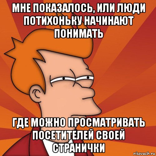 мне показалось, или люди потихоньку начинают понимать где можно просматривать посетителей своей странички, Мем Мне кажется или (Фрай Футурама)