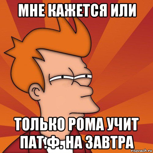 мне кажется или только рома учит пат.ф. на завтра, Мем Мне кажется или (Фрай Футурама)