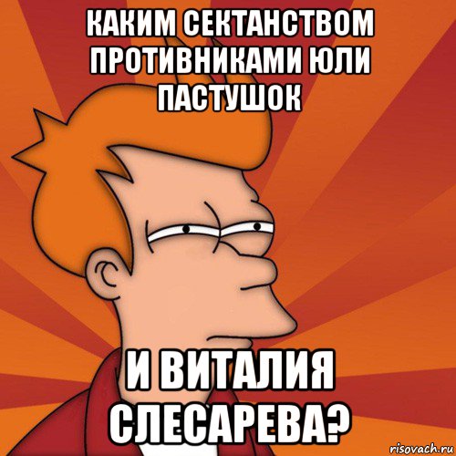 каким сектанством противниками юли пастушок и виталия слесарева?, Мем Мне кажется или (Фрай Футурама)