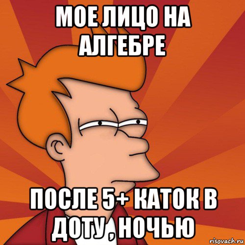 мое лицо на алгебре после 5+ каток в доту , ночью, Мем Мне кажется или (Фрай Футурама)