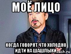 моё лицо когда говорят что холодно идти на шашлыки