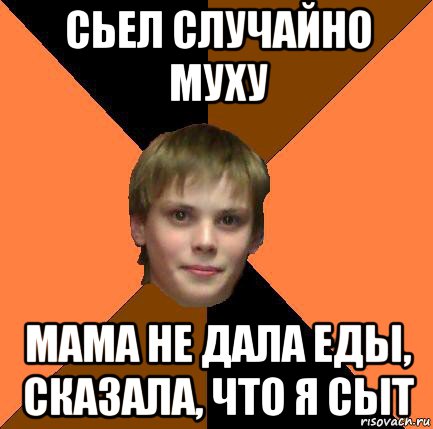 сьел случайно муху мама не дала еды, сказала, что я сыт
