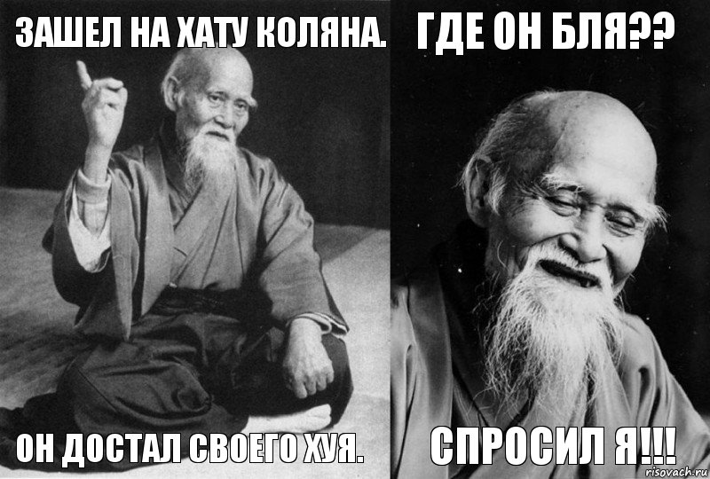 Зашел на хату Коляна. Он достал своего хуя. Где он бля?? Спросил я!!!, Комикс Мудрец-монах (4 зоны)