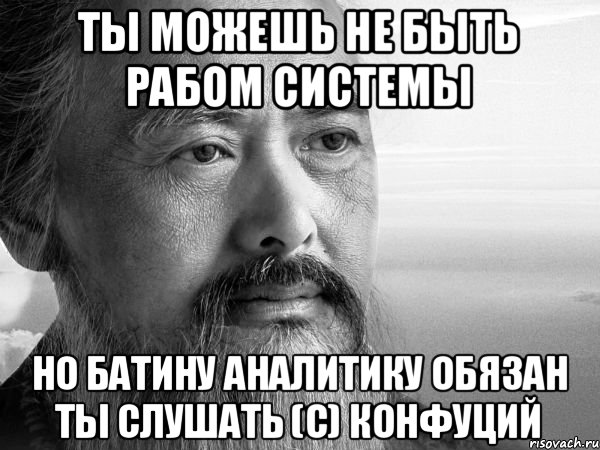 ты можешь не быть рабом системы но батину аналитику обязан ты слушать (c) Конфуций