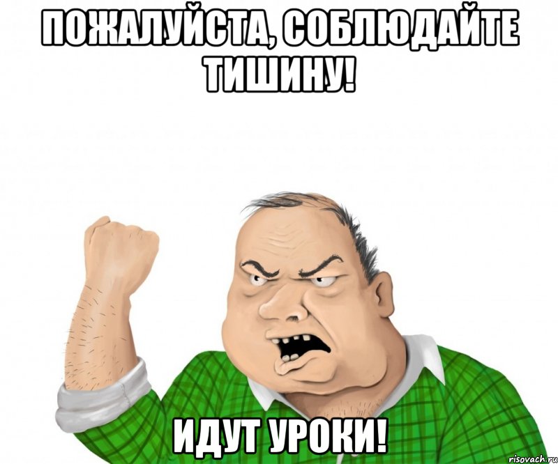 Пожалуйста, соблюдайте тишину! Идут уроки!, Мем мужик