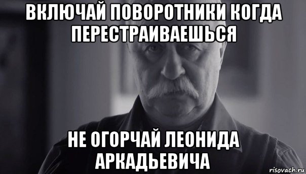 включай поворотники когда перестраиваешься не огорчай леонида аркадьевича, Мем Не огорчай Леонида Аркадьевича