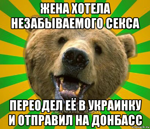 жена хотела незабываемого секса переодел её в украинку и отправил на донбасс, Мем Нелепый медведь