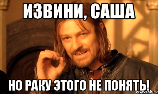 Извини, Саша Но раку этого не понять!, Мем Нельзя просто так взять и (Боромир мем)