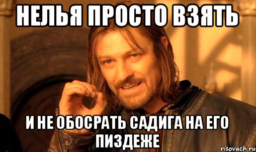 нелья просто взять и не обосрать садига на его пиздеже, Мем Нельзя просто так взять и (Боромир мем)