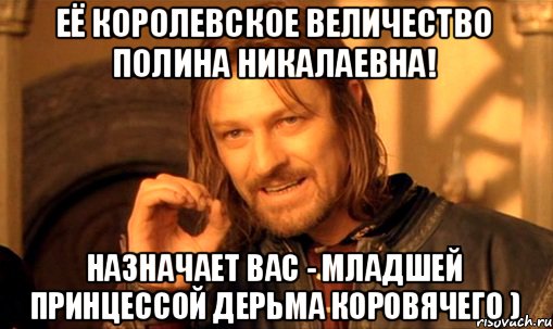 Её Королевское Величество Полина Никалаевна! назначает вас - младшей принцессой дерьма коровячего ), Мем Нельзя просто так взять и (Боромир мем)