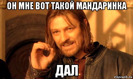 он мне вот такой мандаринка дал, Мем Нельзя просто так взять и (Боромир мем)