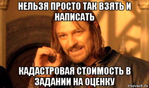 нельзя просто так взять и написать кадастровая стоимость в задании на оценку, Мем Нельзя просто так взять и (Боромир мем)