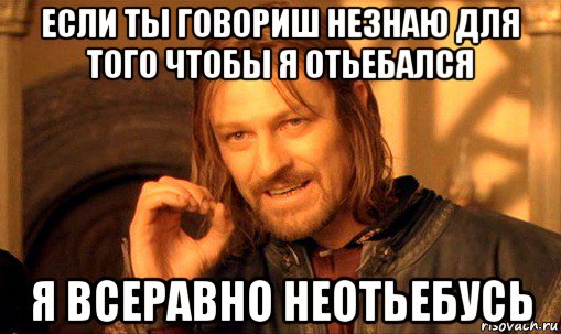 если ты говориш незнаю для того чтобы я отьебался я всеравно неотьебусь, Мем Нельзя просто так взять и (Боромир мем)