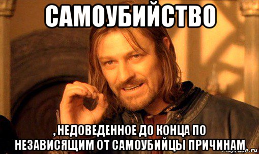 самоубийство , недоведенное до конца по независящим от самоубийцы причинам, Мем Нельзя просто так взять и (Боромир мем)