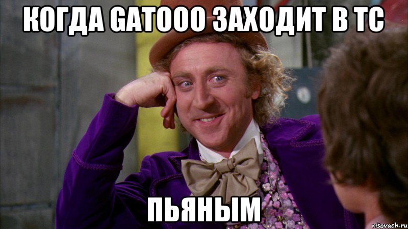 Когда Gatooo заходит в тс пьяным, Мем Ну давай расскажи (Вилли Вонка)