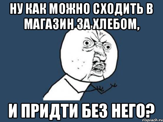 Ну как можно сходить в магазин за хлебом, И придти без него?, Мем Ну почему