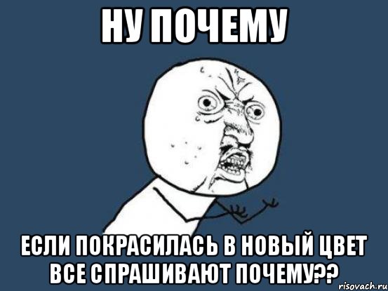 Ну почему Если покрасилась в новый цвет все спрашивают ПОЧЕМУ??, Мем Ну почему