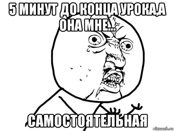 5 минут до конца урока,а она мне... САМОСТОЯТЕЛЬНАЯ, Мем Ну почему (белый фон)