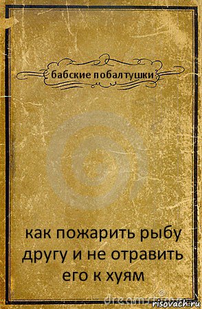 бабские побалтушки как пожарить рыбу другу и не отравить его к хуям, Комикс обложка книги