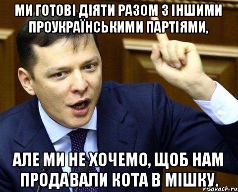 Ми готові діяти разом з іншими проукраїнськими партіями, але ми не хочемо, щоб нам продавали кота в мішку.