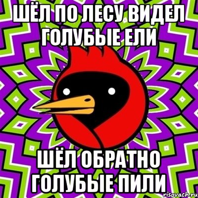 шёл по лесу видел голубые ели шёл обратно голубые пили, Мем Омская птица