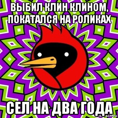 выбил клин клином, покатался на роликах сел на два года, Мем Омская птица