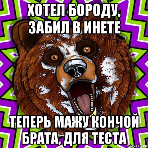 хотел бороду, забил в инете теперь мажу кончой брата, для теста, Мем Омский медведь